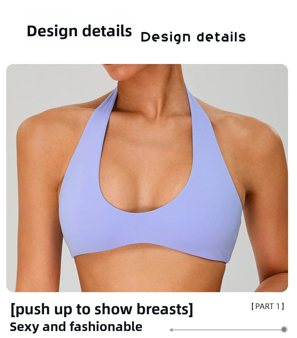Fitness Sports Bra Women Halter Top High Support Push-up Open Back Gym Wear Hanging Neck Fitness Bar Yoga Bar Workout Underwear