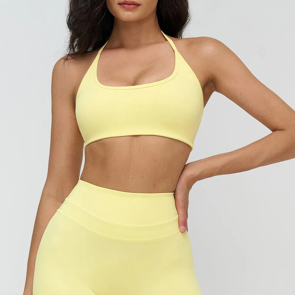 Sexy Gym Top Women Sports Bra Running Hanging Neck Yoga Bra Breathable Sports Underwear Women Fitness Push Up Workout Top Women