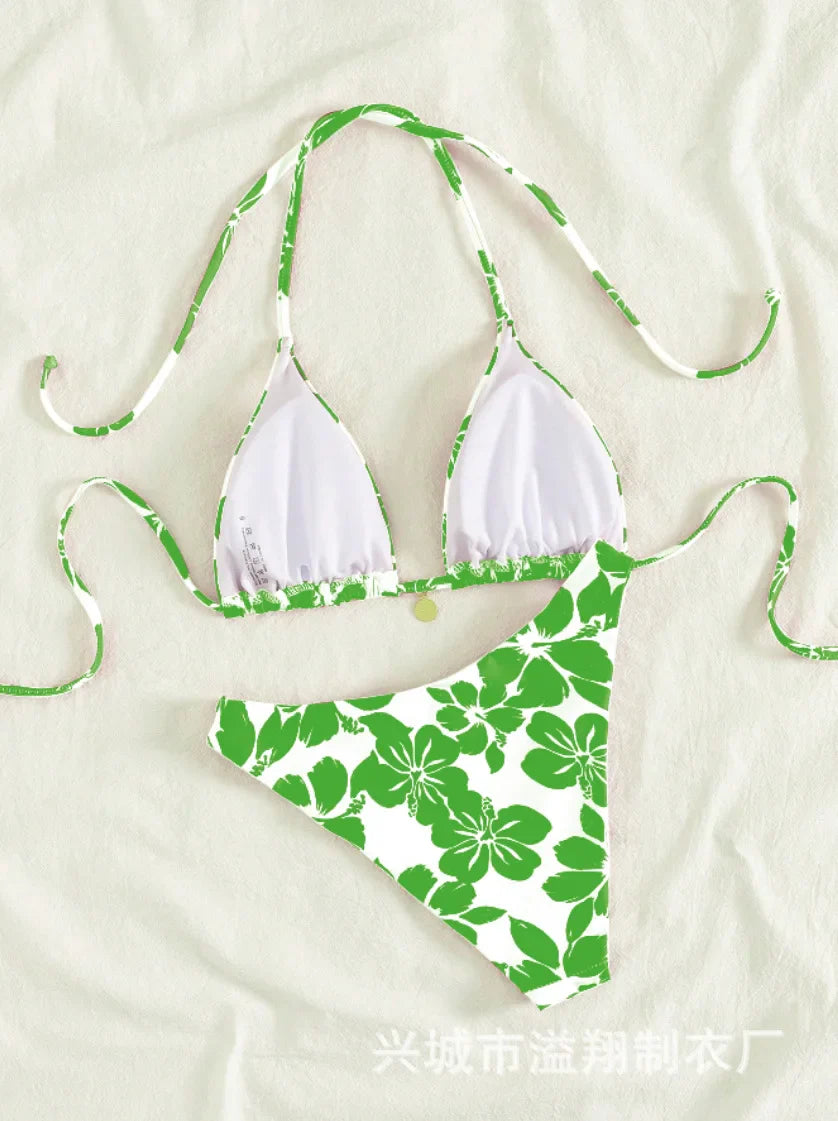Micro Bikini 2026 Push Up Women Swimsuits Sexy Swimwear Brazilian Bikini Set Biquini Print Swimsuit Summer Brown Beachwear