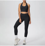 Yoga Clothing Set Women's High Waisted Leggings and Top 2 Piece Seamless Fitness Exercise Clothing Gym Sportswear Tracksuits
