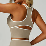 Running Sports Bra Women Underwear High Support Open Back Yoga Bra Breathable Fitness Pilates Tank Workout Top Removable Pads