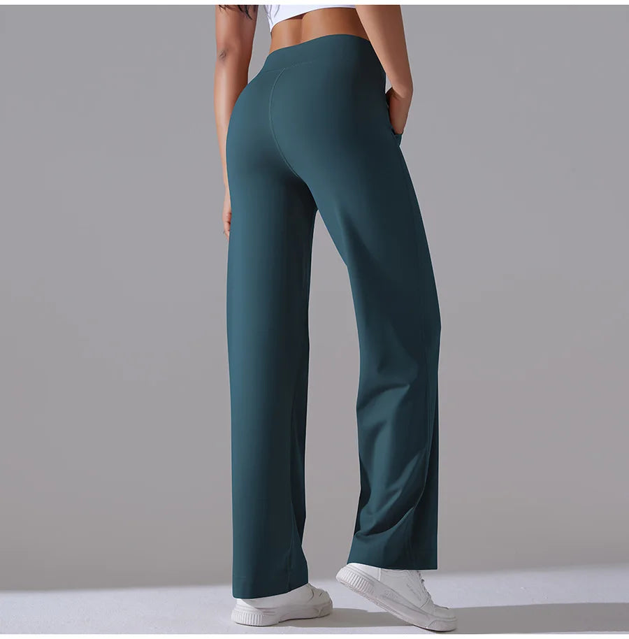 New Yoga Straight Leg Sweatpants Straight Leg Women's Loose Tracksuit Pants Wide Leg Outdoor Gym Running Casual Tracksuit Pants