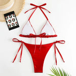 Sexy Gold Silver Red Strings Bikini 2024 Women Swimsuit Female Swimwear Thong Bikinis Set Brazilian Beach Bathing Suit Biquini