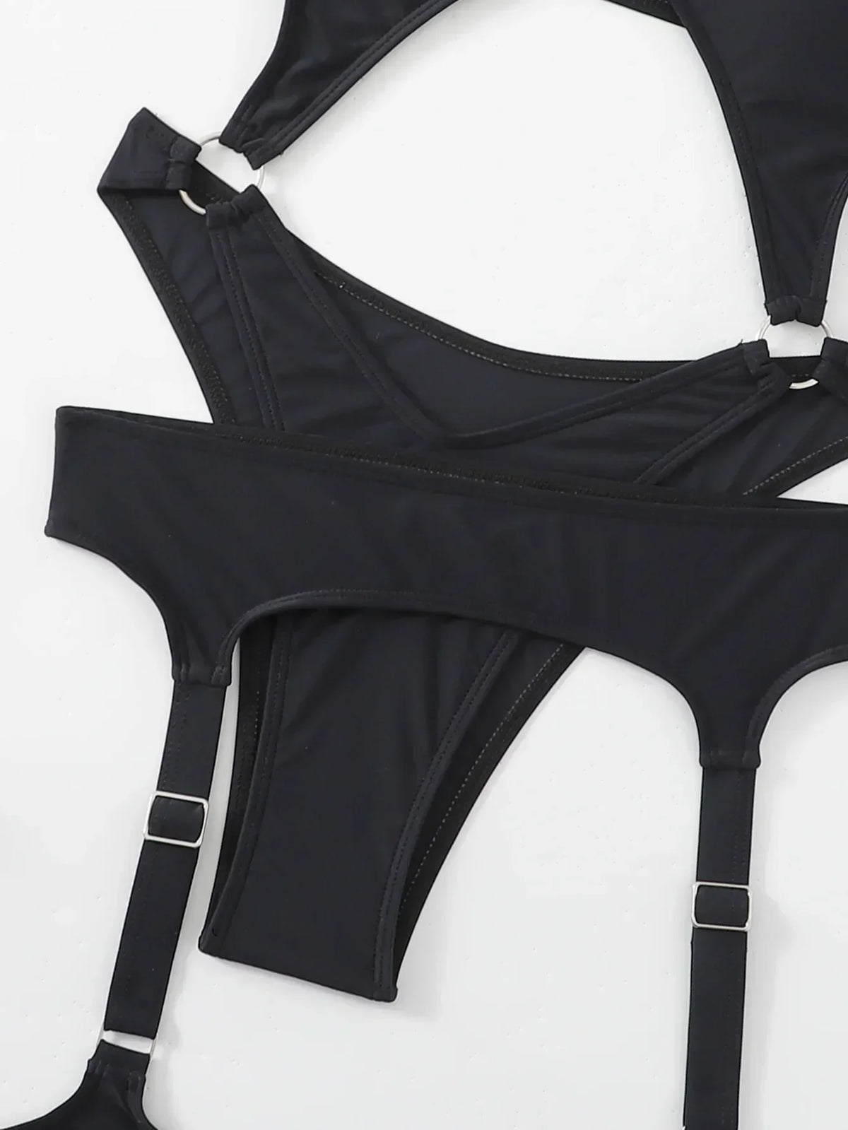 Sexy Black One Piece Swimsuit Women 2025 Hollow Out Push Up Suspenders Panties Thong Swimwear Beach Bathing Suit Swimming Bikini