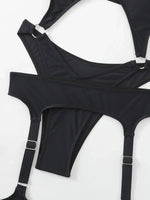 Sexy Black One Piece Swimsuit Women 2025 Hollow Out Push Up Suspenders Panties Thong Swimwear Beach Bathing Suit Swimming Bikini