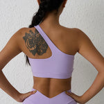 DIAS FIT JOY One-Shoulder Sexy Sports Bra Yoga Fitness Training Outwear with Detachable Beauty Back Design for Women