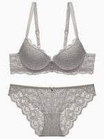 Hollow Lace Floral Sexy lingerie set Bow Padded Push Up women's bra Suitable for Small Busts sexy bras and panties