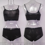 2pcs/pack Seamless Women Underwear Set Wireless Panties and Bra Sexy Briefs Tank Crop Top Brassiere Black Sexy Lingerie Sets