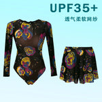 2026 New Sexy Print One Piece Swimsuit Women Swimwear Monokini Long Sleeve Bathing Suit Female Bodysuit Surfing Swim Wear Beach