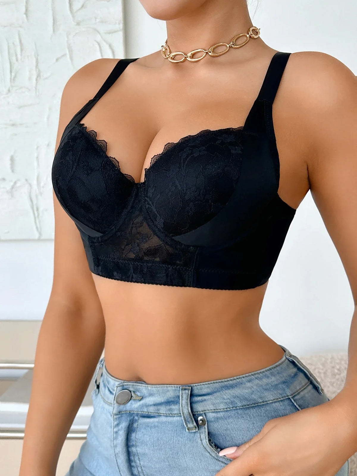 A B C D Cup Women's Plus size Sexy Bras Lace trim Push-Up bra for Women Side support and minimizer Comfortable Women's Lingerie