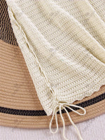 Solid Knit Halter V-neck Side Cross Straps Slim Beach Mini Dress 2026 Women Crochet Beach Swimsuit Cover Up Vacation Outfit K104