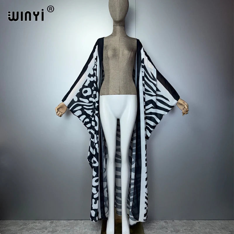 WINYI Africa Bohemia print Kimonos loose dresses for woman Cardigans beach outfits kaftan beach cover up evening dress maxi coat