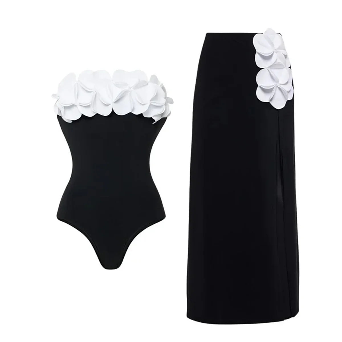 2Pcs Laser Flower Swimsuit Sexy Women Bikini Bandeau Biquini Female Push Up Swimwear Ptachwork Bathing Suits Bodysuit Beachwear