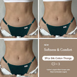 3PCS Women's Panties Cotton Thongs Adjustable Waist Sexy G-String Solid Color Seamless Intimate Female Underpants Lingerie S-XL