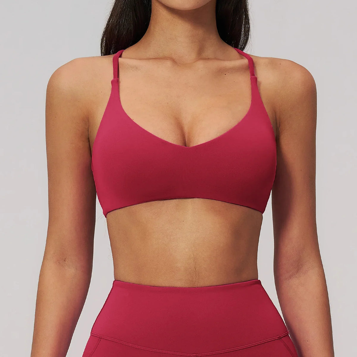Summer U-Shaped Multi-Strap Cross Back Women Pilates Fitness Sports Bra Top Gym Yoga Athletic Tight Workout Jog With Chest Pad