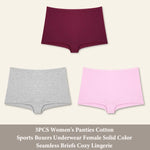 3PCS Women's Panties Cotton Seamless Sports Boxers Underwear Female Solid Color Briefs Cozy Lingerie Intimate Underpants XS-XL
