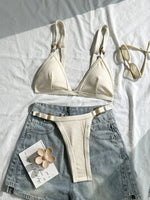 Sexy Khaki Patchwork Micro Bikini 2026 Women Brazilian Push Up Bra Metal Circle Thong Swimsuit Bathing Suit Holiday Swimwear