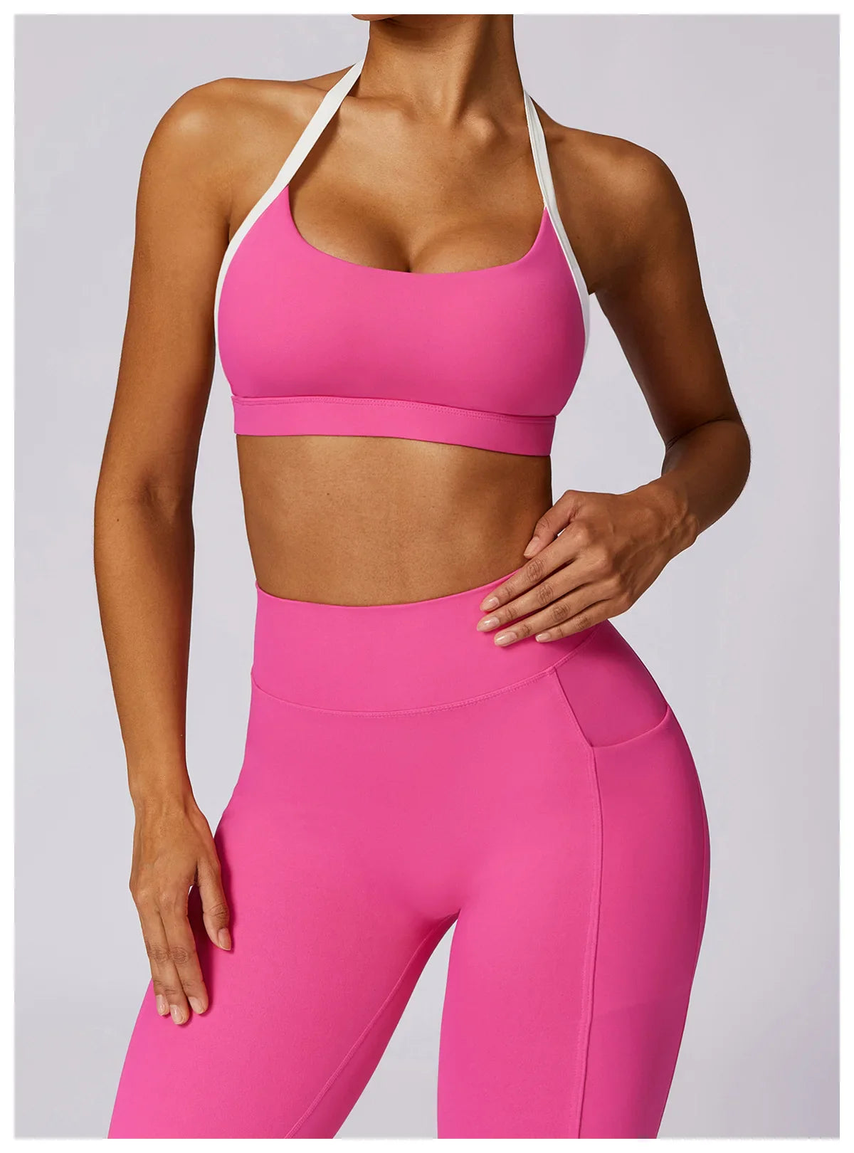 Gym Sport Bra Halter Sports Bra Anti-sweat Breathable Yoga Bra Shockproof Crop Top Fitness Top Push Up Workout Top Women