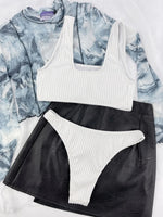 Bikini 2026 Sexy White Black Ribbed Push Up Micro Swimsuit Separate Woman Beach Bathing Suit Two Piece Swimwear Traje De Baño