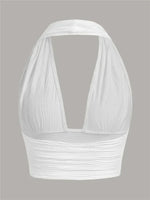 Sexy Solid Backless Crop Halter Top Women Summer 2024 Y2K Clothes Grunge High Street Style Club Sleeveless Cami Top Streetwear