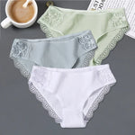 New 3Pcs/set Women's Cotton Panties M-2XL Women Patchwork Lace Underwear Sexy Low Waist Briefs Ladies Comfortable Underpants