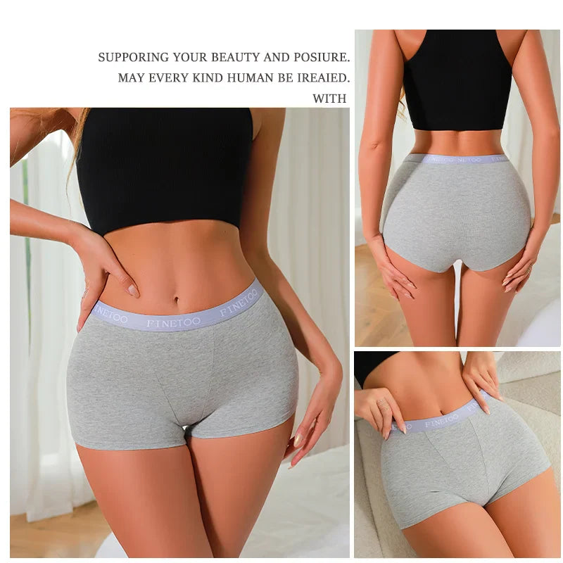 Finetoo Women's Panties Cotton Seamless Sports Boxers Underwear Female Solid Color Briefs Cozy Lingerie Intimate Underpant S-XXL