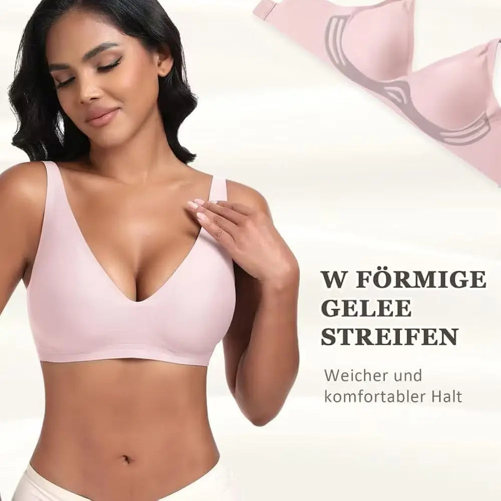 Women's Deep V Seamless Wire-Free Bra Plus Size Solid Color 3/4 Cup Thin Bra Comfortable Push-up Bra Underwear