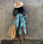 Beach Cover Ups for Swimwear Women Black Tie Dye Kimono Swimsuit Cape Summer Dress 2022 Beachwear Outfits Sales