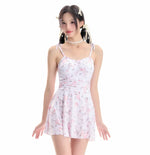 Women Hanging Neck Sweet Cute Swimwear Sexy One-piec Beach Wear Swim Suit Beach Dress Swimsuit High Waist Bikinis Set for Girls