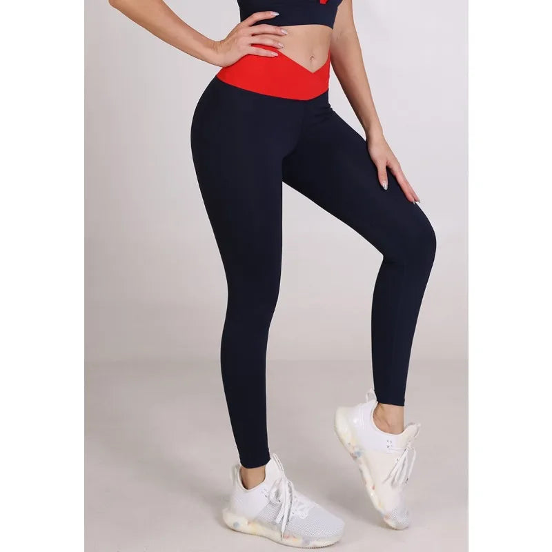 Spliced V-shaped Waist Sportwear Yoga Pants for Women 2025 Training Gym Clothes Wrap Tights Leggings Female Clothing