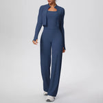 Yoga Set 3PCS Women Workout Sets Sportswear Gym Clothing Fitness zipper Long Sleeve High Waist Leggings Sports Suits Yoga Suit
