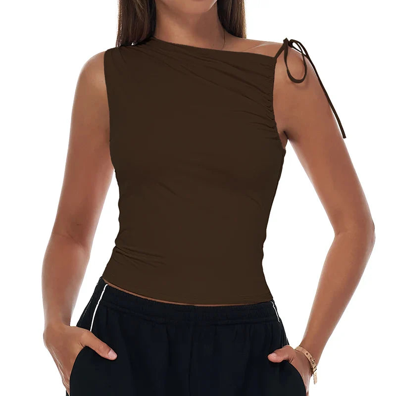 Sexy Shoulder Yoga Top Sleeveless Fitness Women Solid Color Gym Shirt Breathable Quick Dry Running Vest Sportswear