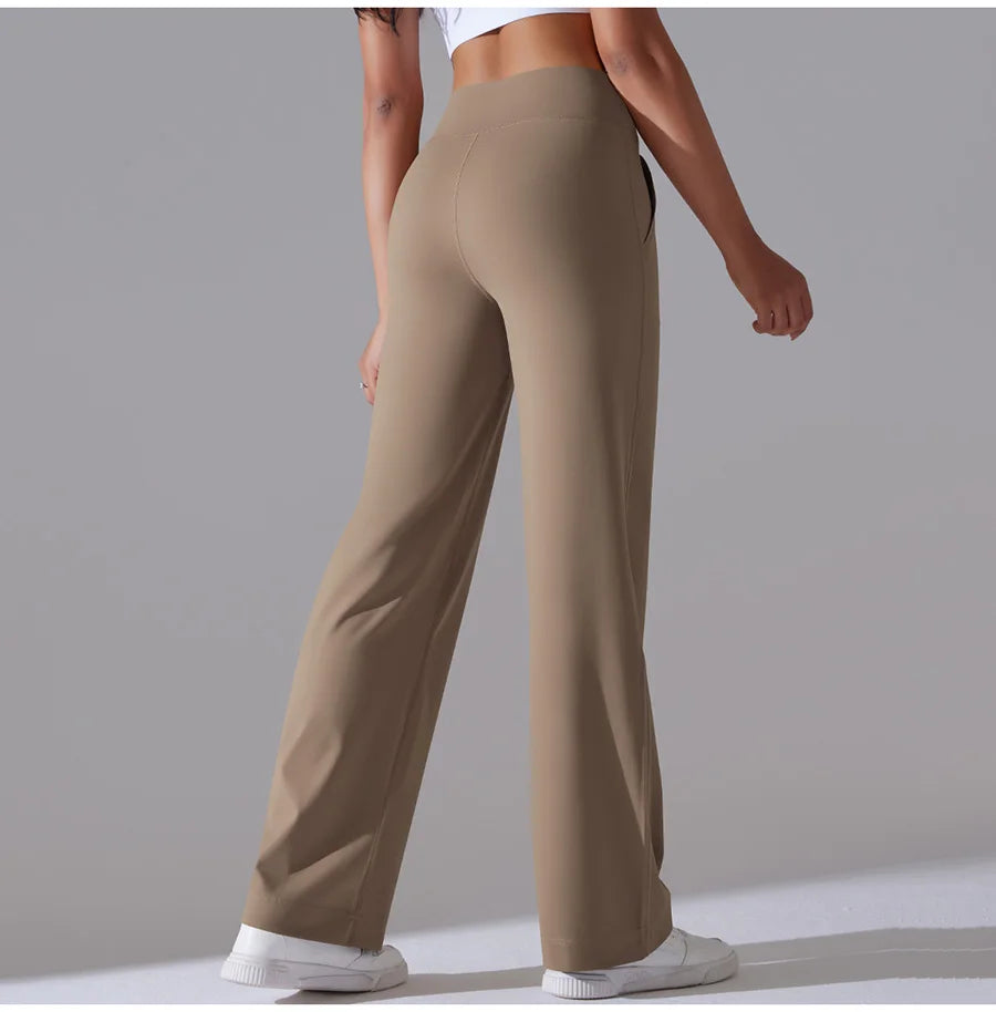 New Yoga Straight Leg Sweatpants Straight Leg Women's Loose Tracksuit Pants Wide Leg Outdoor Gym Running Casual Tracksuit Pants