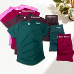 3 Pcs Gym Set Woman Short Sleeve Sport T-Shirt & Seamless Scrunch Gym Shorts & Strappy Bra Fitness Workout Suits Gym Clothing