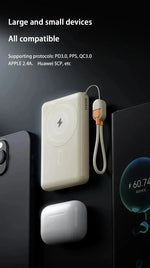 Lenovo10000mAh Magnetic Power Bank Portable Wireless Charger With Cable Fast Charging External Battery Stand For iPhone Xiaomi