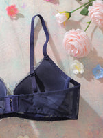 1Pcs Everyday Thin Cup Women's Bra Soft Knitted Push-Up Bra Floral Embroidery Spliced Breathable Lace Underwire Bra for Women