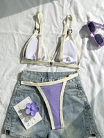 Sexy Khaki Patchwork Micro Bikini 2026 Women Brazilian Push Up Bra Metal Circle Thong Swimsuit Bathing Suit Holiday Swimwear