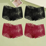 4Pcs Lace Sexy Lingerie Female Low-Waist Breathable Lingerie Hollow Out Comfortable Underpants Transparent Sexy Intimates S-XXL