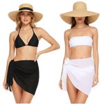 Women Chiffon Short Sarong Swimsuit Coverups Beach Bikini Wrap Sheer Short Skirt Chiffon Scarf Bathing Suit Cover Ups Swimwear