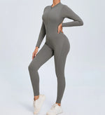 Hearuisavy Summer V Back Sports Jumpsuit Yoga Clothes Rompers Women Long Sleeveles Workout Bodysuits Backless One-piece Suit