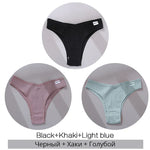 3Pcs/Set Women Cotton Panties Sexy V Waist Briefs T-Back Brazilian Underpants Female M-XL Underwear Girls Breathable Intimates