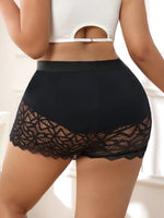 Lace Splicing Women's Underwear High Elastic Waist Panties Tummy Control Body Shaping Boyshorts