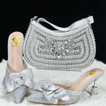doershow Italian Shoe and Bag Set New 2024 Women Shoes and Bag Set In Italy blue Italian Shoes with Matching BagHTG1-3
