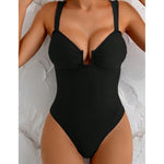 2026 Plain Ruched Swimsuit Women One Piece Solid Swimwear Female Beachwear Bathers Bathing Swimming Swim Bodysuit Summer