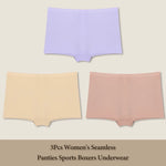 3Pcs Women's Seamless Sports Boxer Underwear Female Solid Color Panties Comfortable Briefs Cozy Lingerie Intimate Underpant S-XL