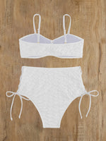Sexy Drawstring Side High Waist Bikini Set 2025 Women Solid White Hole Out Push Up Swimsuit Beach Bathing Suit Holiday Swimwear