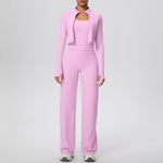 Yoga Set 3PCS Women Workout Sets Sportswear Gym Clothing Fitness zipper Long Sleeve High Waist Leggings Sports Suits Yoga Suit