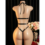Women's Sexy Lingerie Erotic Backless Hanging Neck SM BodysuitSee Through Bra Lingerie Set Cosplay Hot Ultra-Thin Body Suit