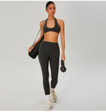 Fitness Sports Bra Women Halter Top High Support Push-up Open Back Gym Wear Hanging Neck Fitness Bar Yoga Bar Workout Underwear