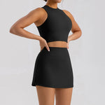 Sports Short Skirt Yoga Set 2PCS Women Tracksuit Gym Tennis Skirt Set Workout Sportswear Golf Dance Athletic Sport Suit